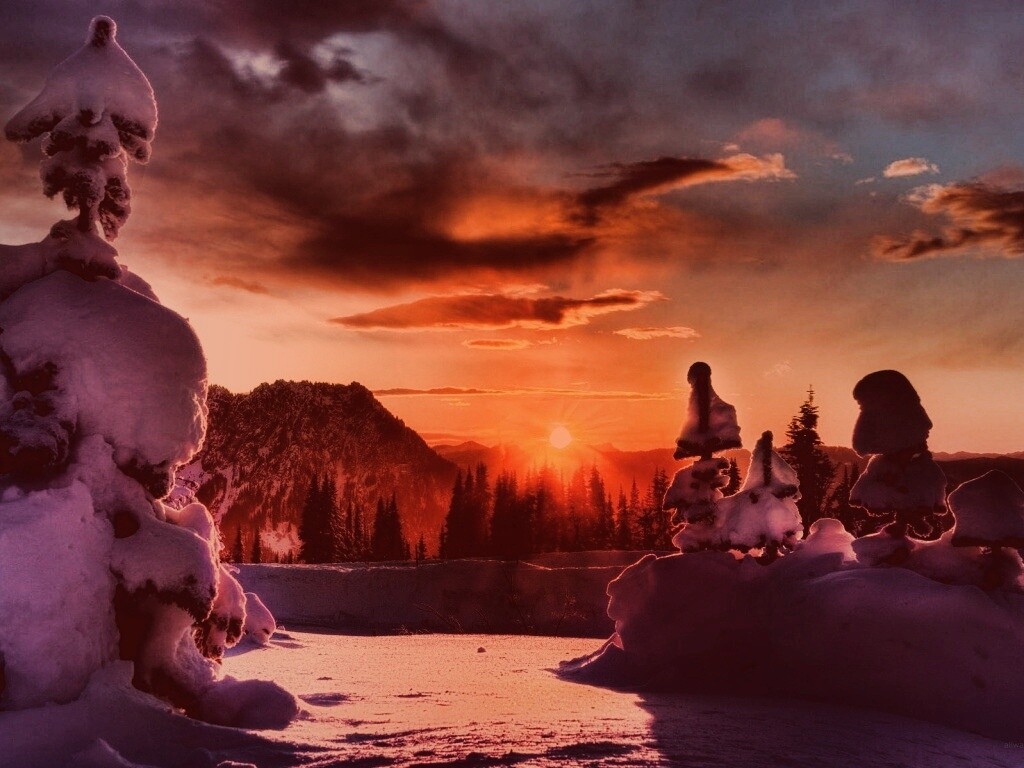 Зимнее солнце обои