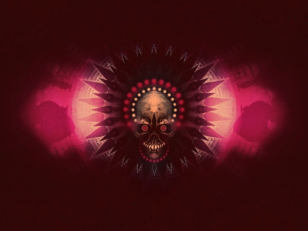 Неоновый череп обои