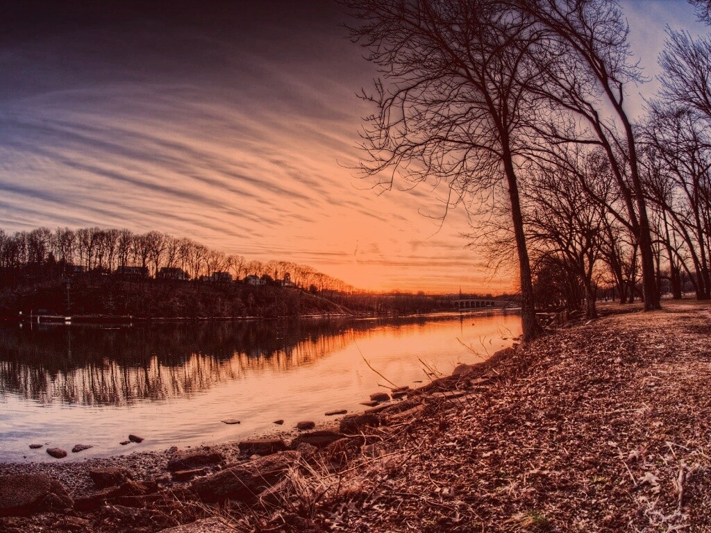 Осенний закат обои