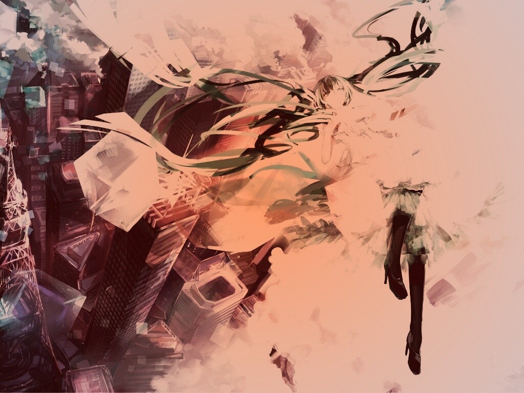 Hatsune Miku в небе обои