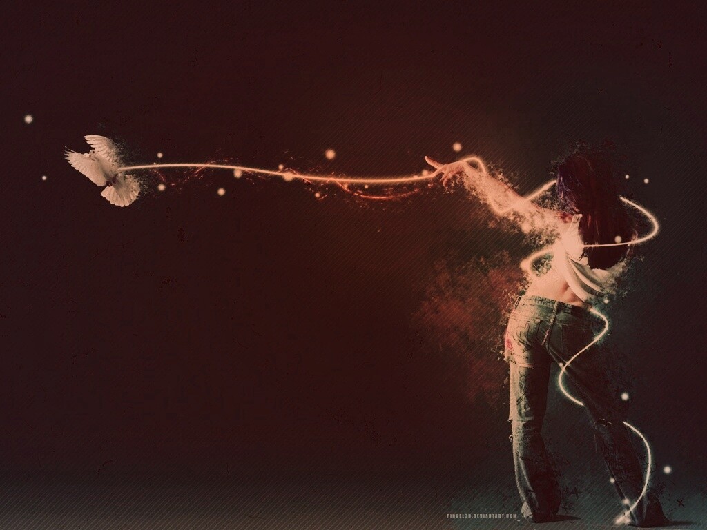 Девушка с бабочкой обои