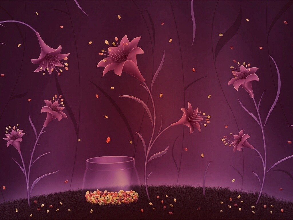 Волшебные цветы и конфетки обои