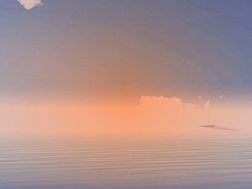 Голубые обои под хорошее настроение с парусником обои