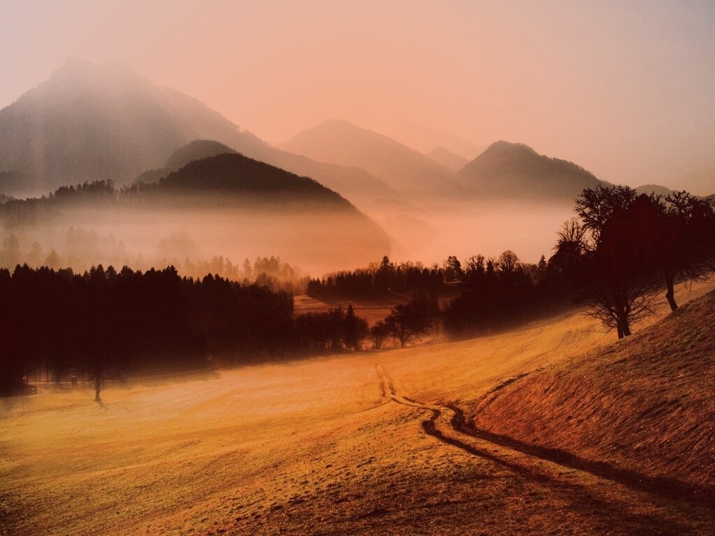 Дорога в туманную долину обои