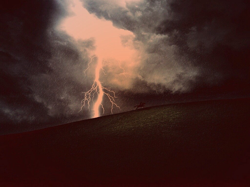 Всадник в буре обои