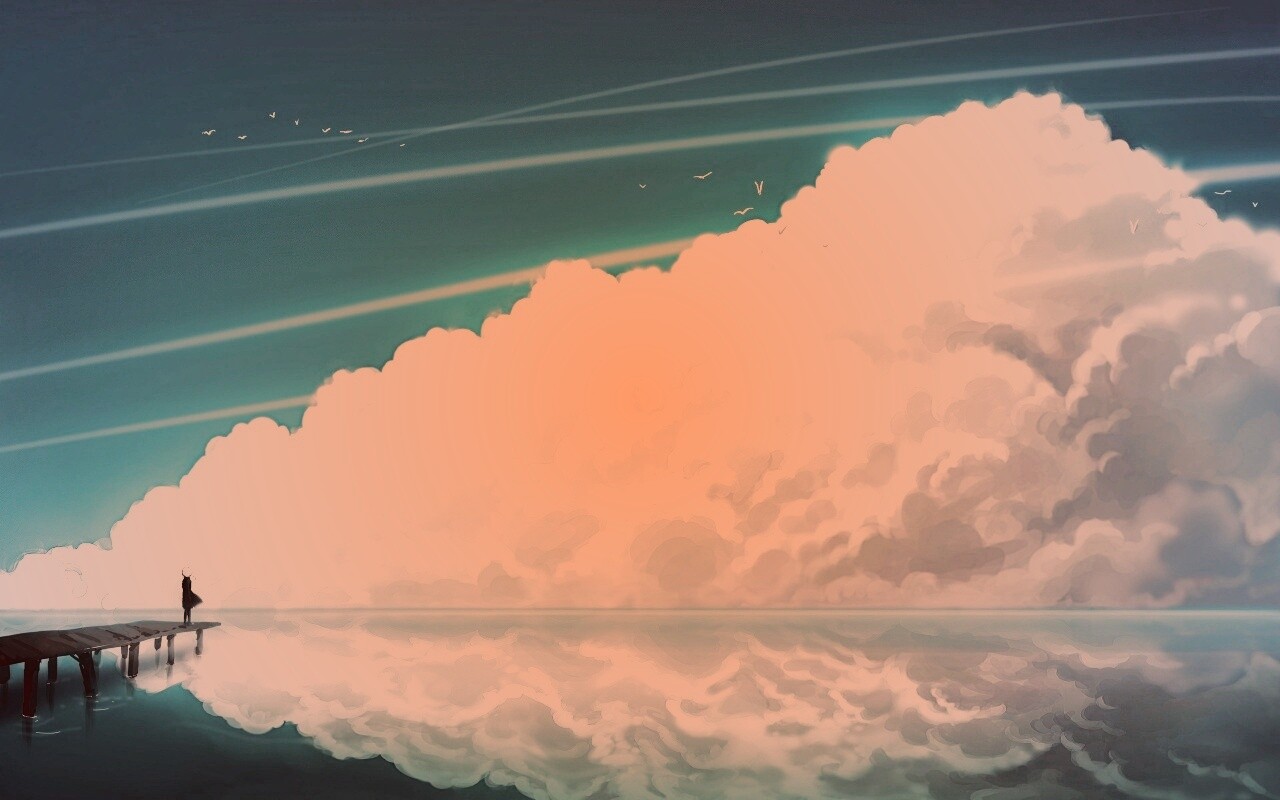 Облако на горизонте обои