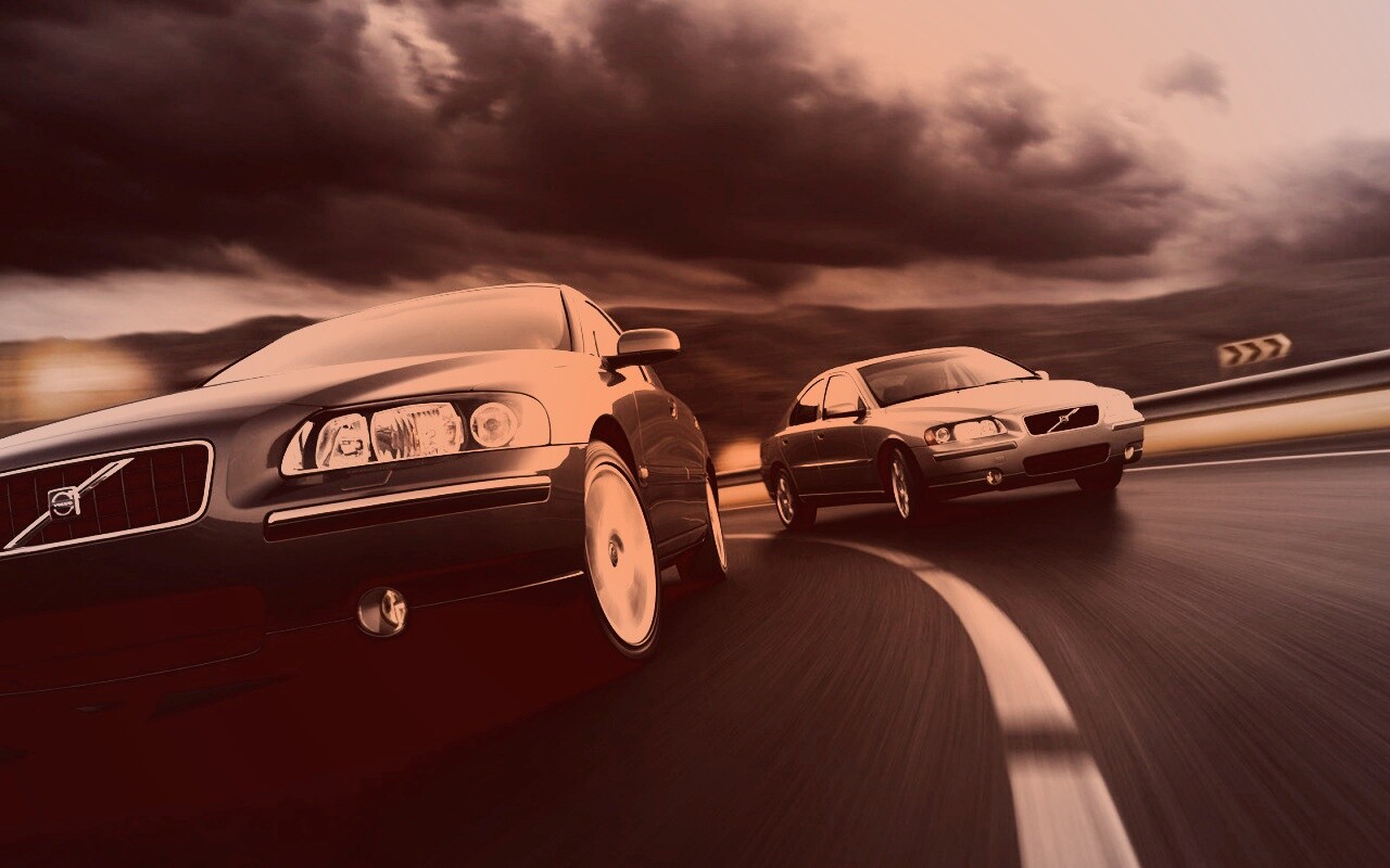 Два седана вольво на повороте обои