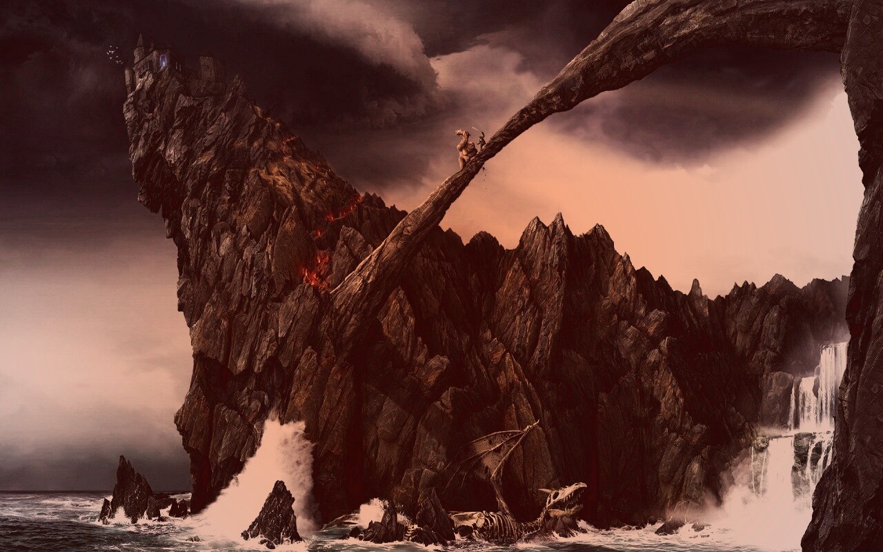 Бой на скале обои