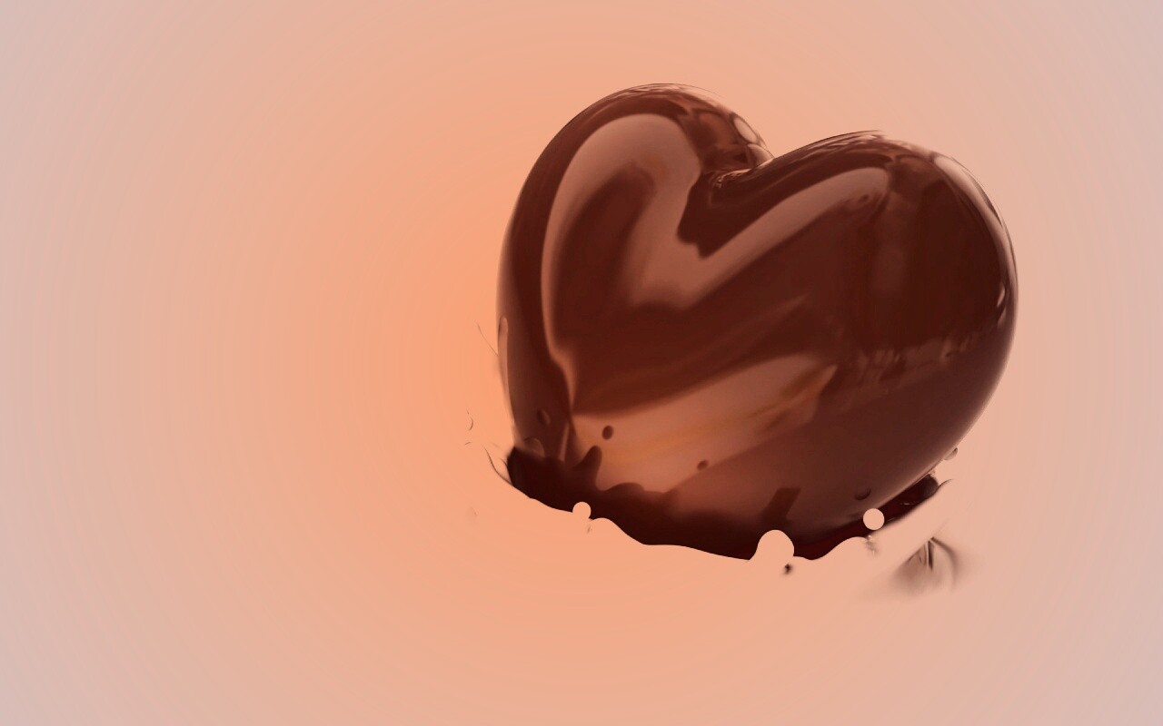 Шоколадное сердце в молоке обои