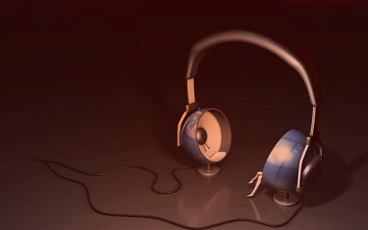 Девушка в наушниках обои