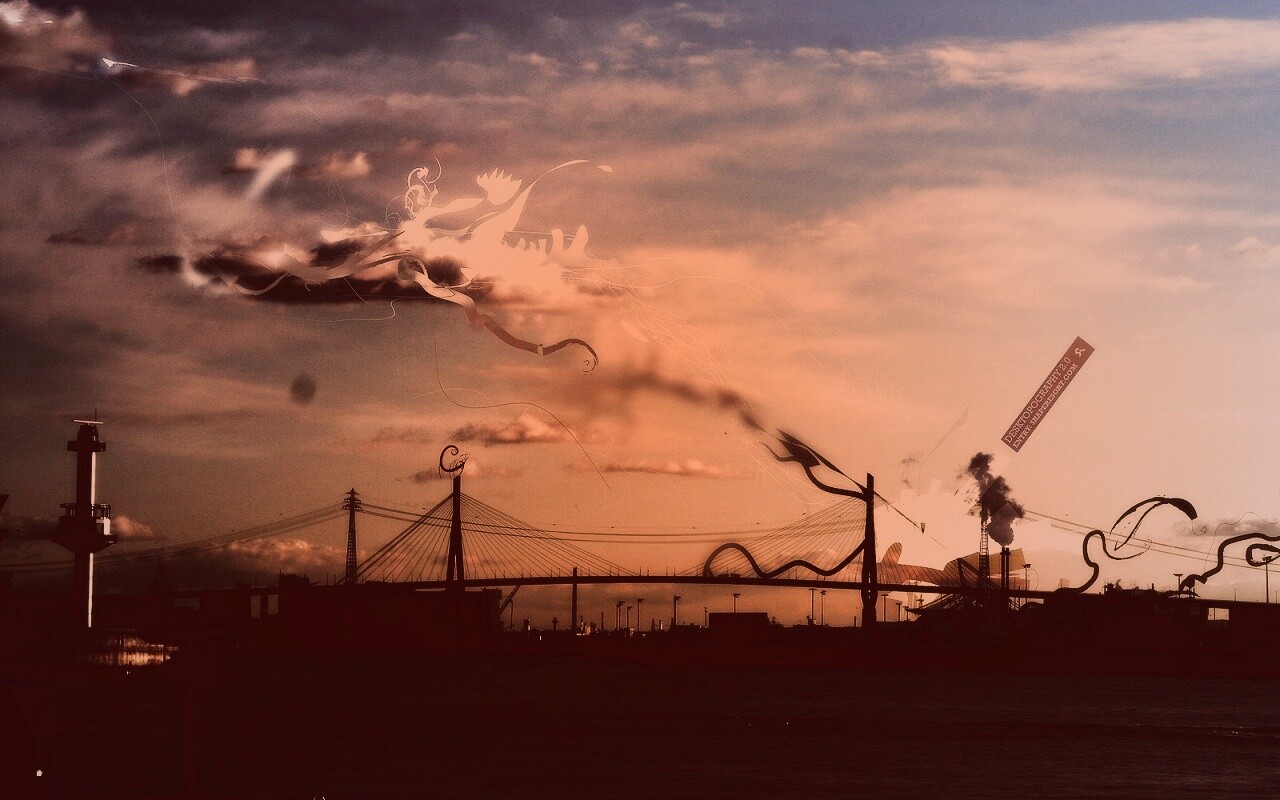 Абстракиця над мостом обои