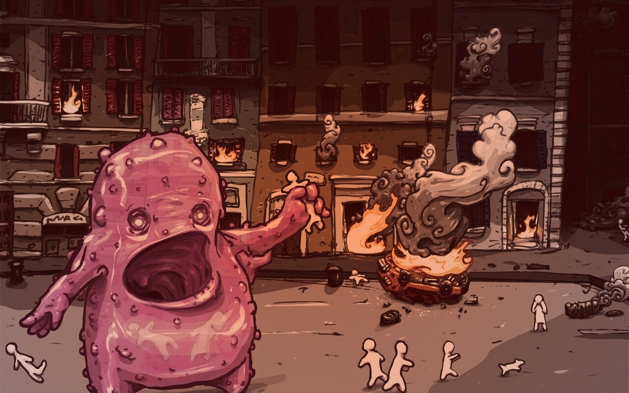 Монстр жрет людей обои