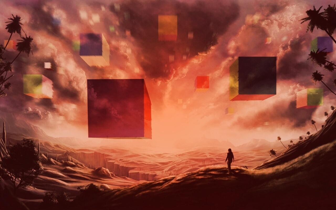 Кубы в небе обои