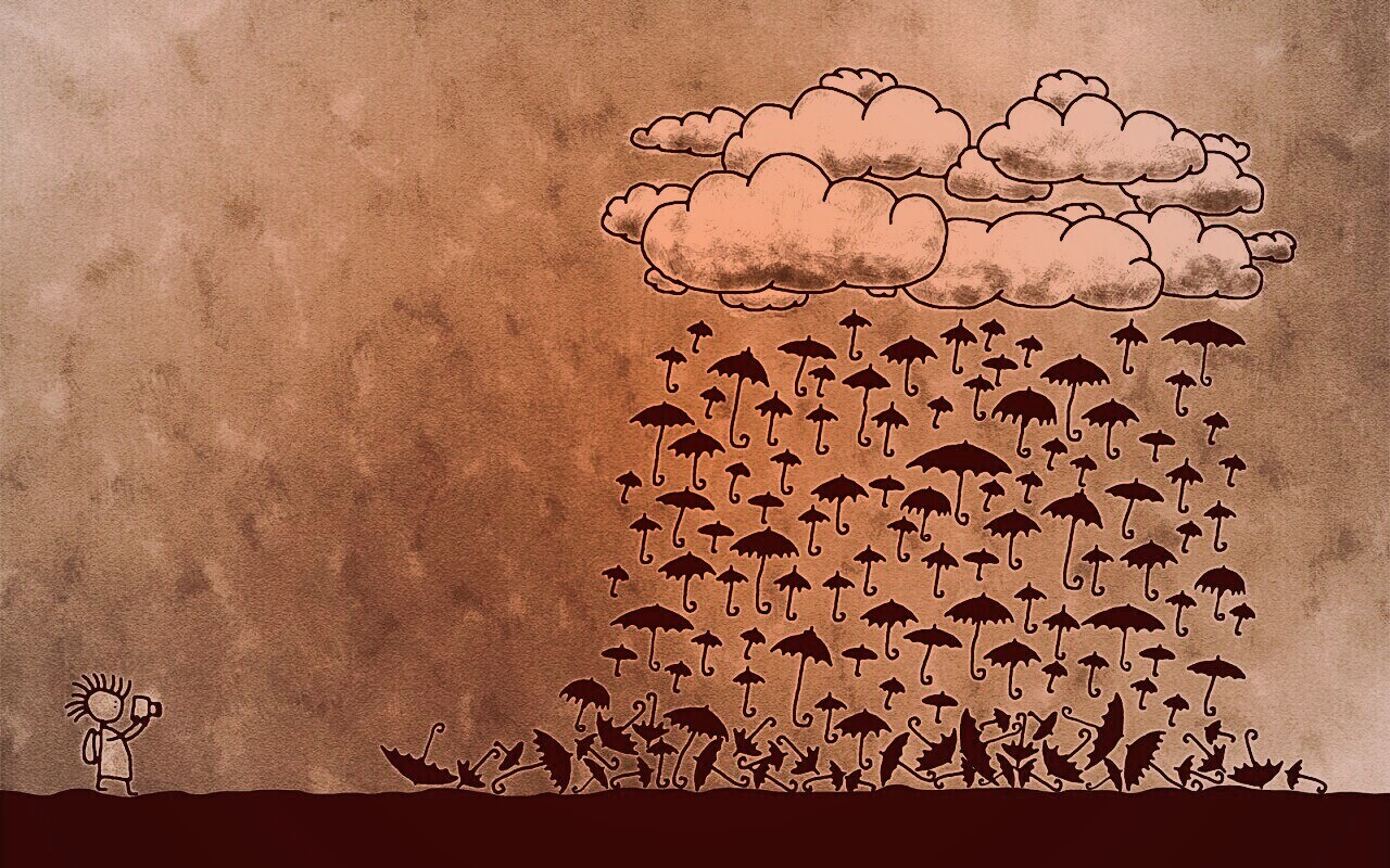Дождь из зонтиков обои