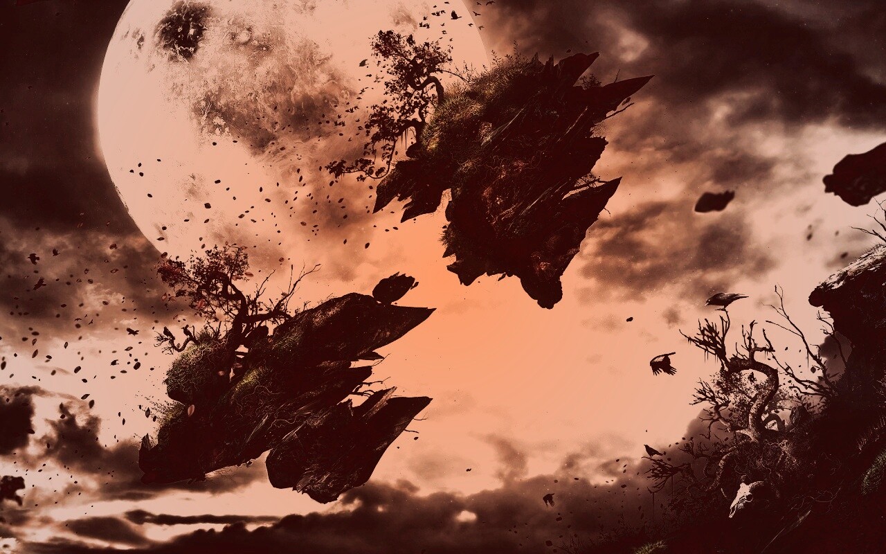 Летящие куски земли обои