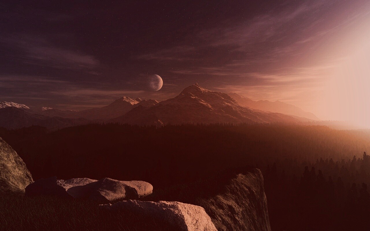 Луна над горами обои