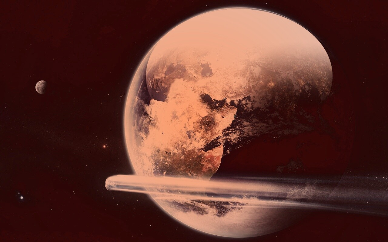 Метеорит пролетает мимо Земли обои