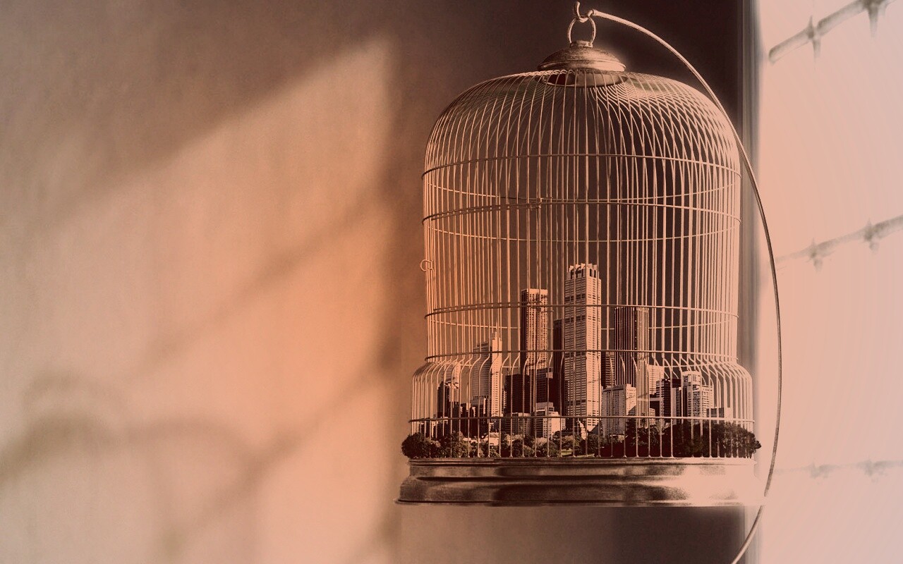 Город в клетке обои