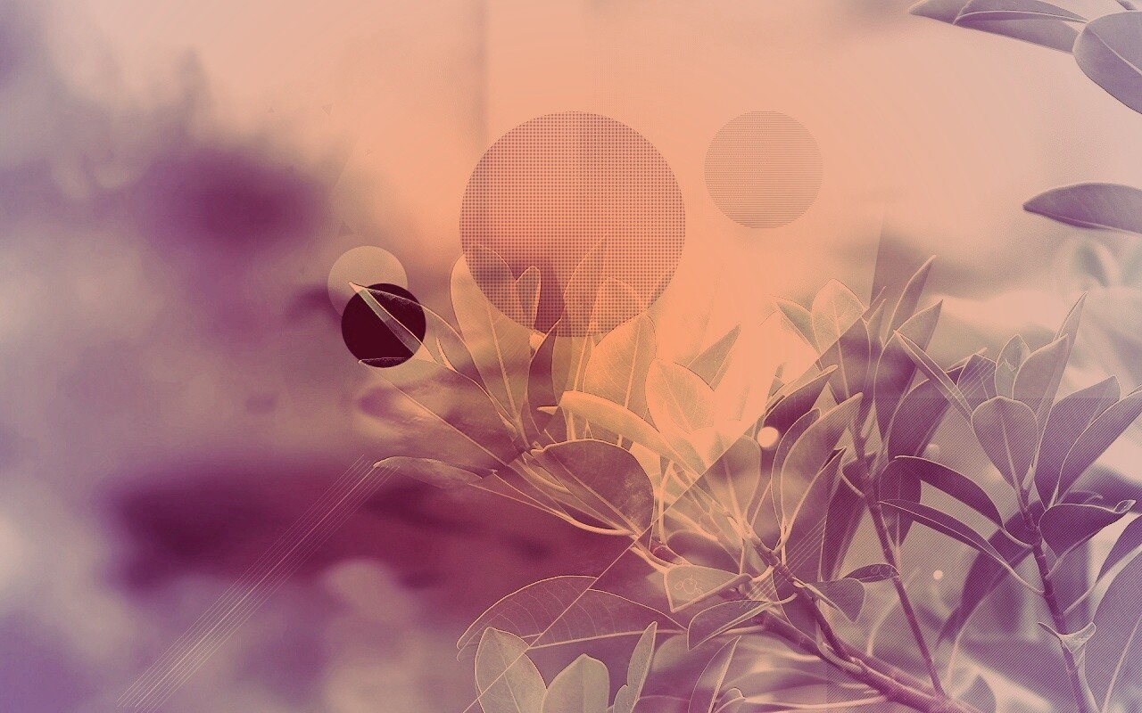 Синий фильтр с кргуами на фото листьев обои