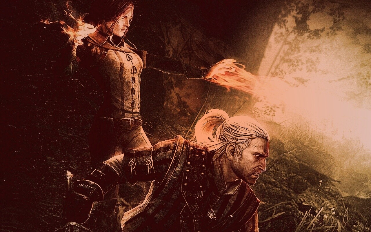 Геральт и Трисс в бою обои