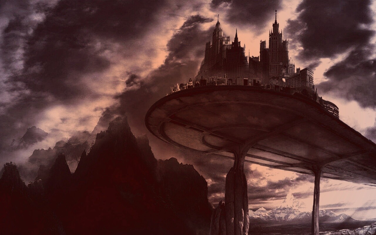 Город на вершине скал обои