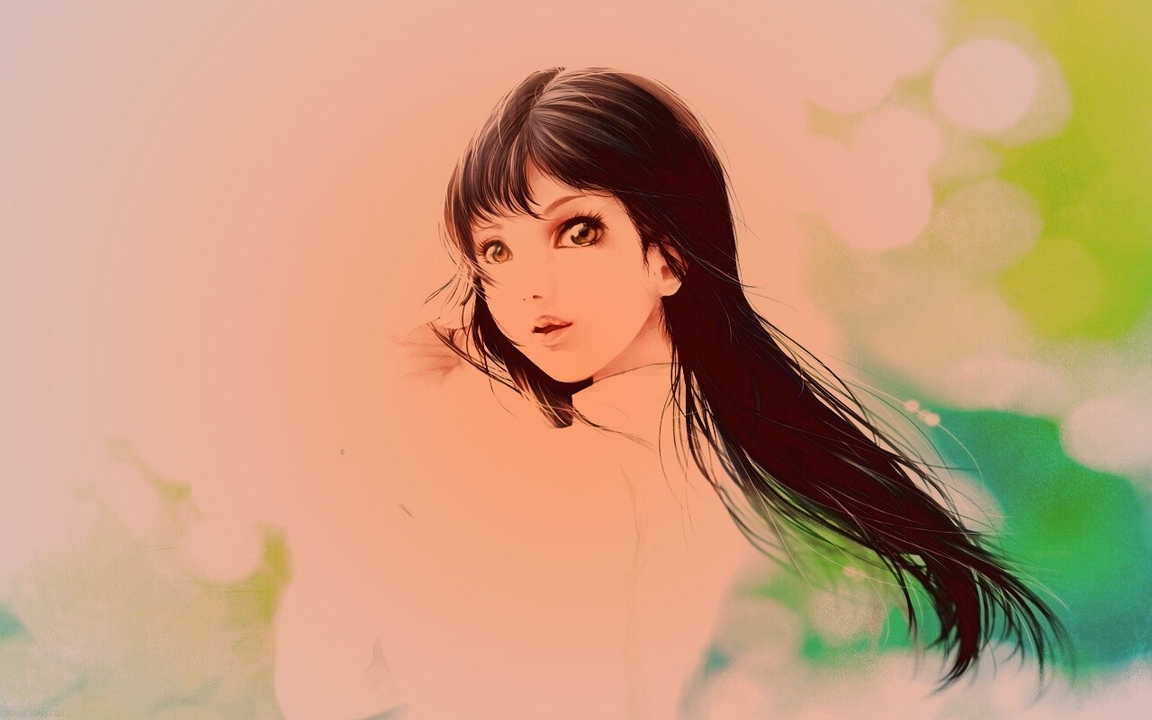 Девушка вполоборота обои