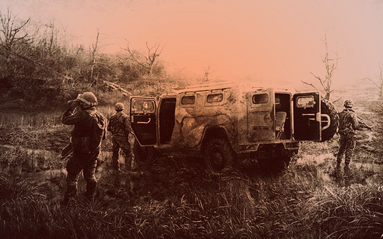 Солдаты из сталкера на болоте обои