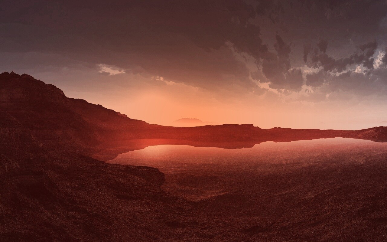 Озеро в каменистой пустыне обои