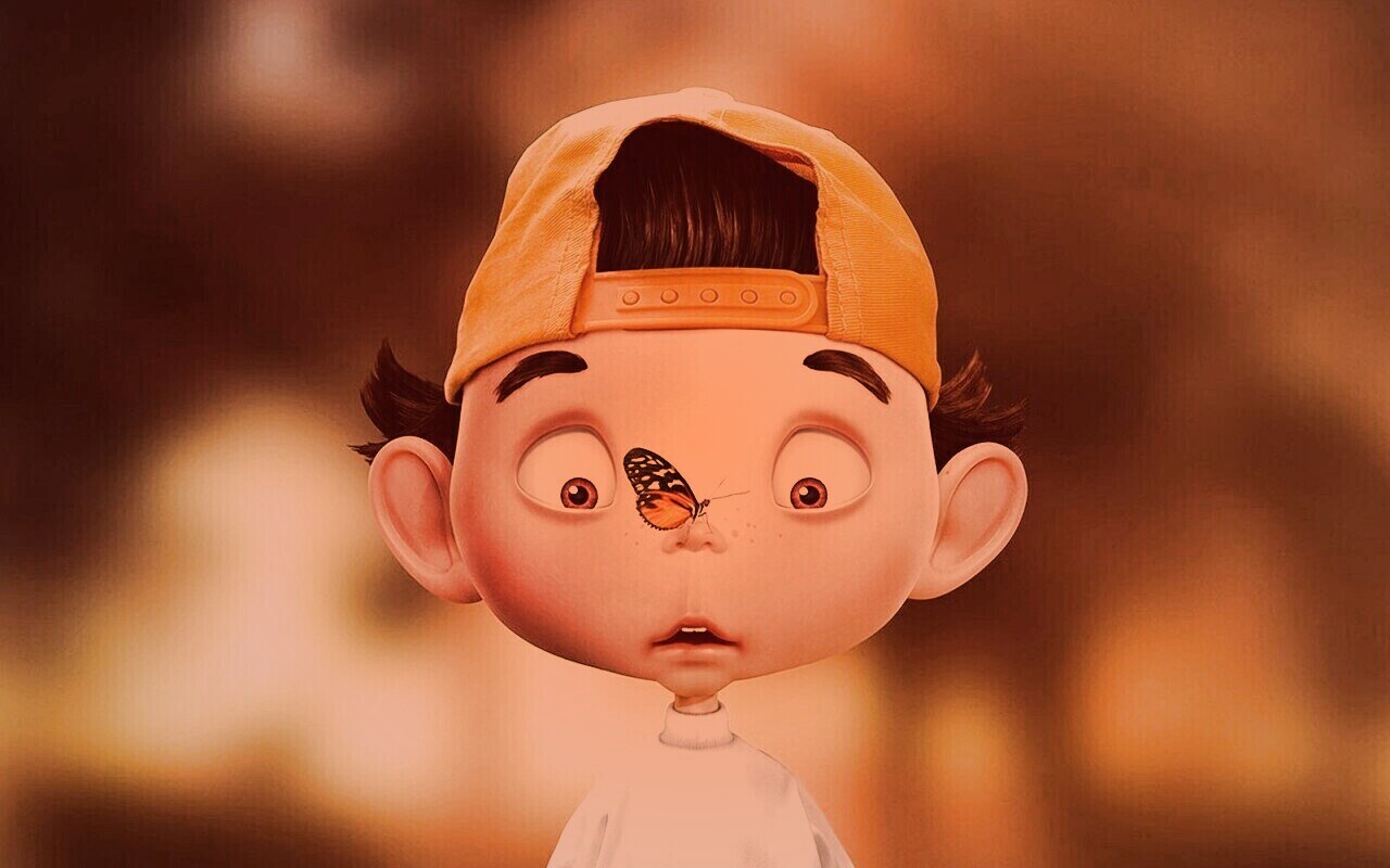 Бабочка на носу обои