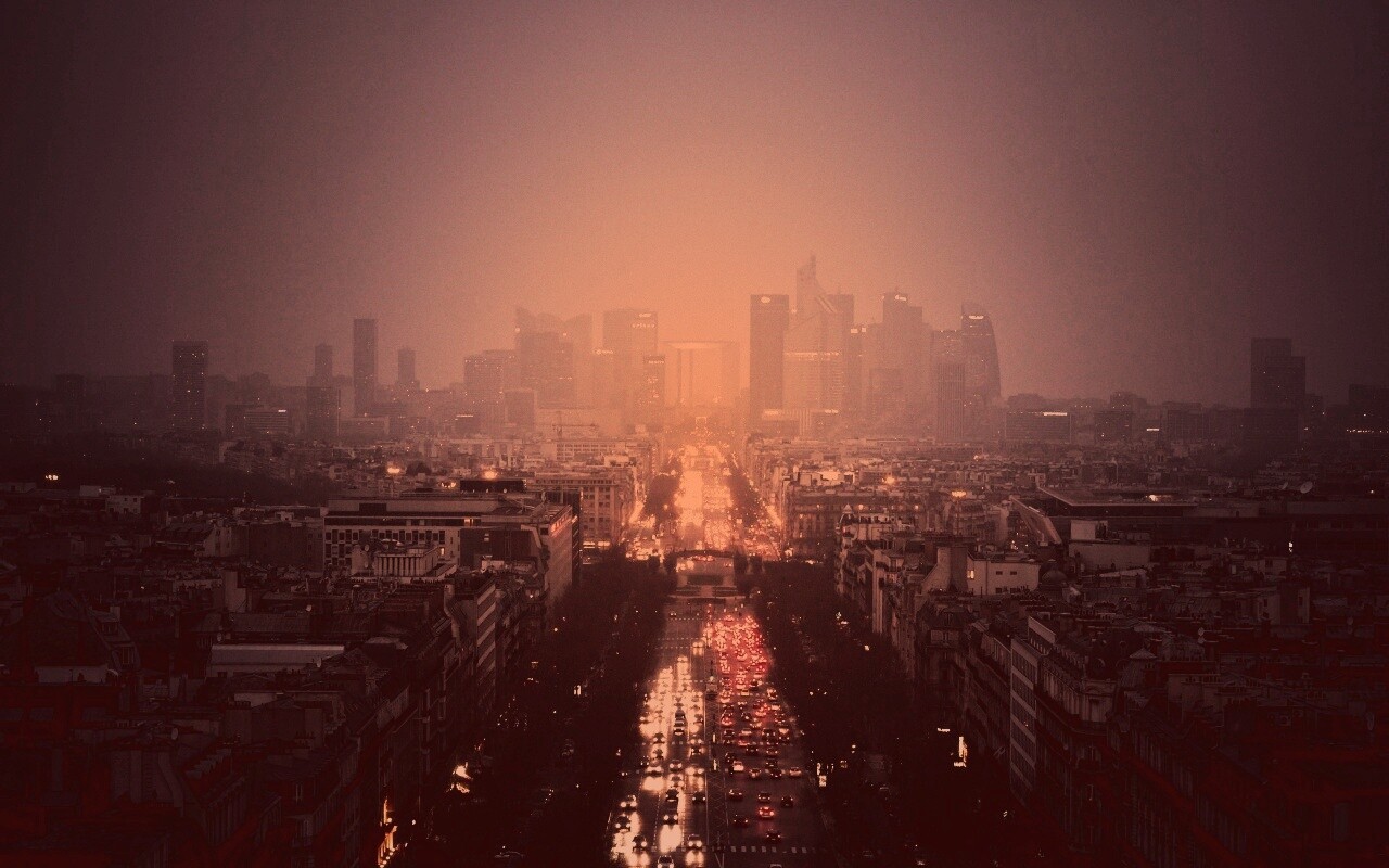 Ночной город в тумане обои