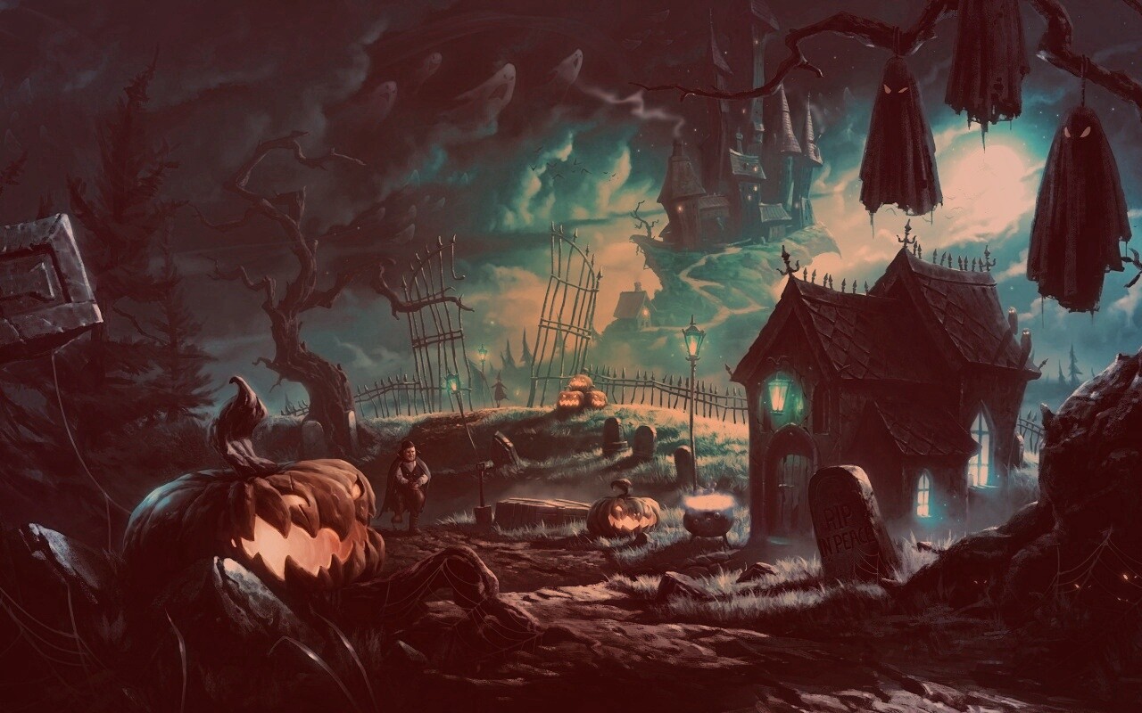 Кладбище на Хэллоувин обои
