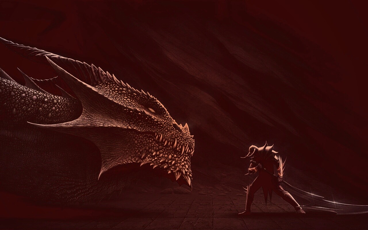 Дракон и воин обои