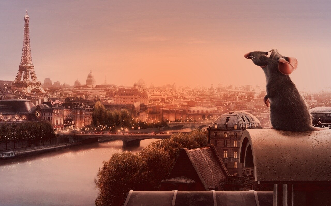 Рататуй на фоне Парижа обои