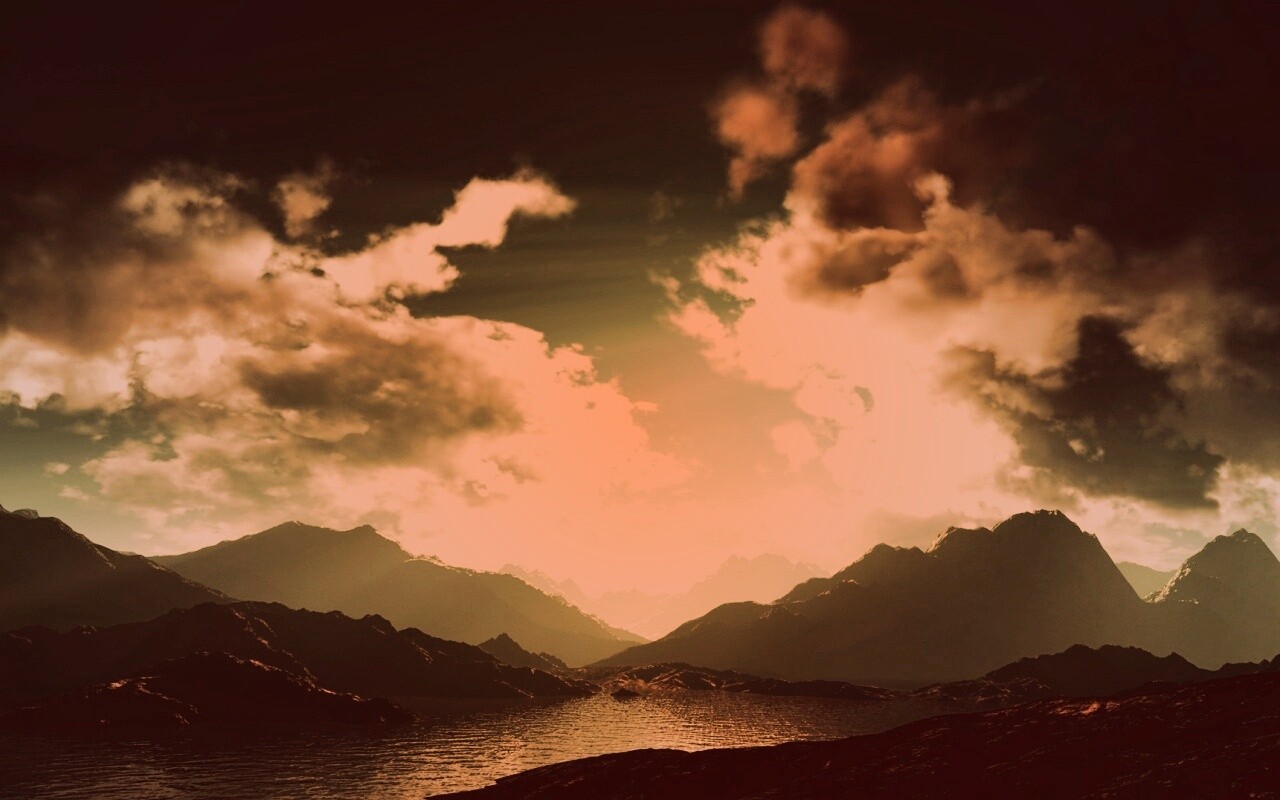 Закат в горах обои