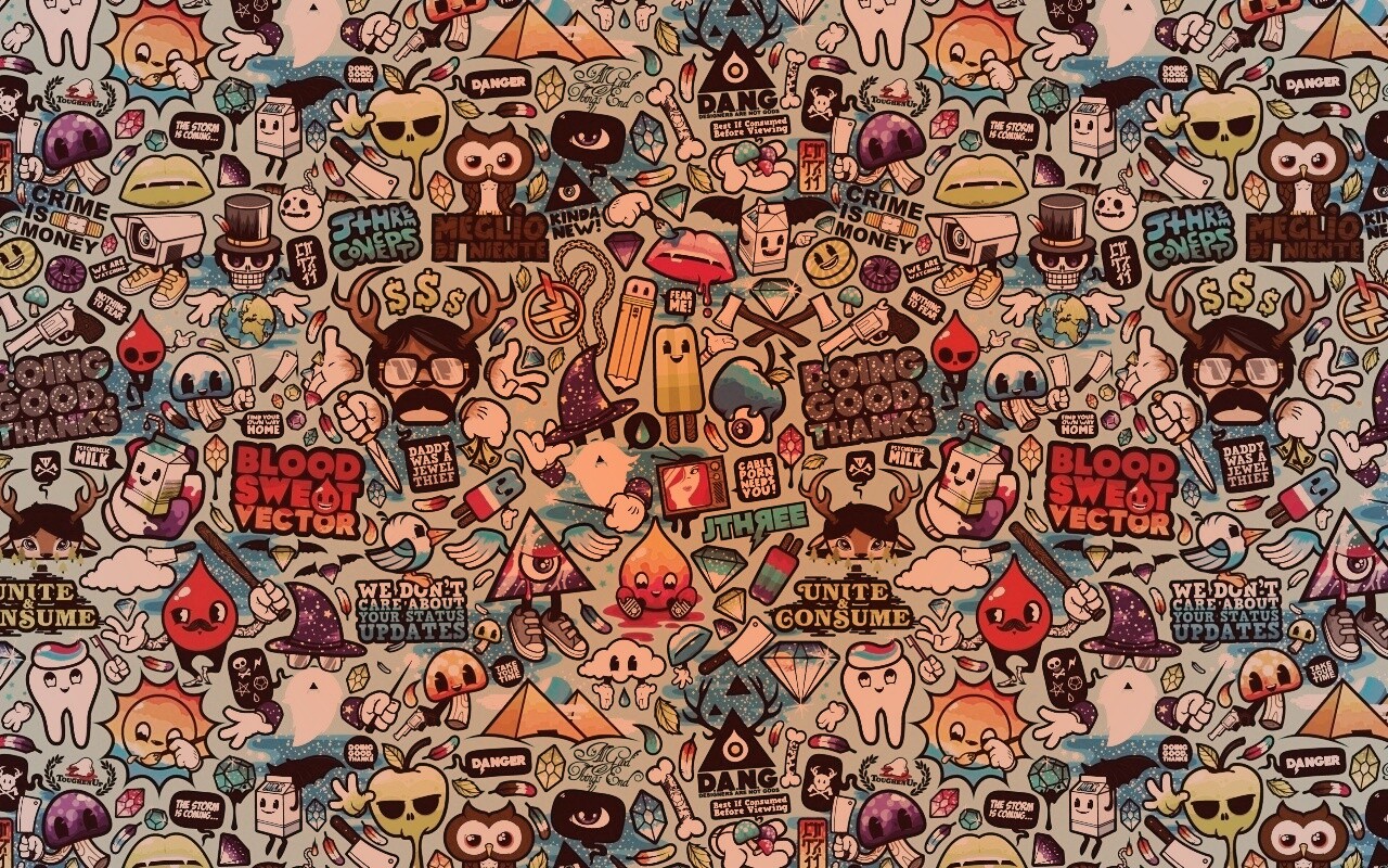 Коллаж из мультяшных картинок обои