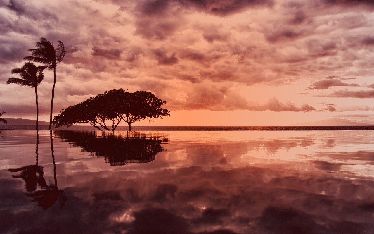 Восход над озером обои