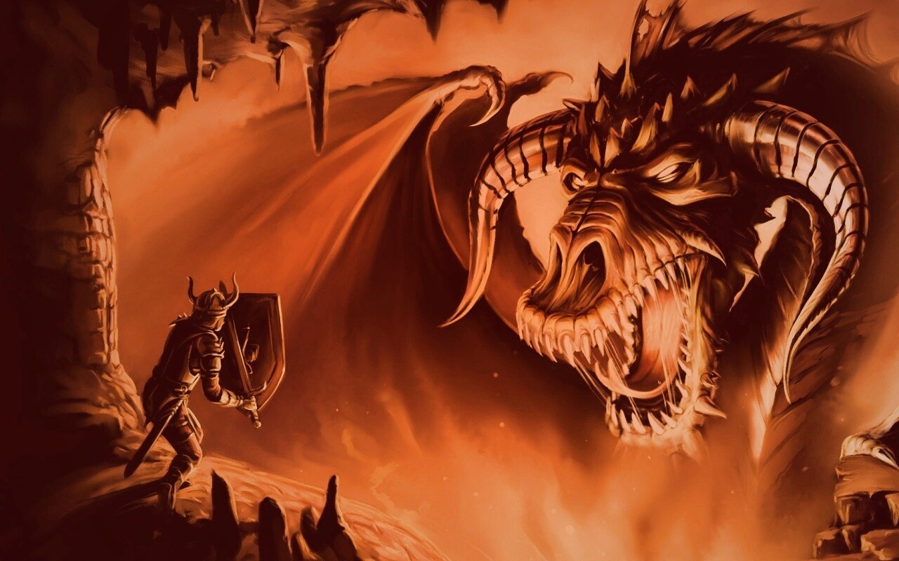 Рыцарь против дракона обои