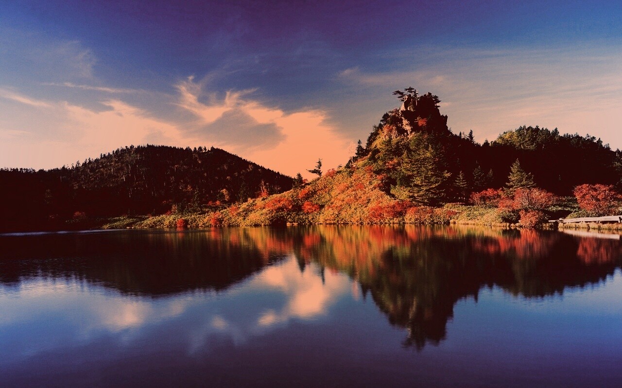 Берег озера в Японии обои