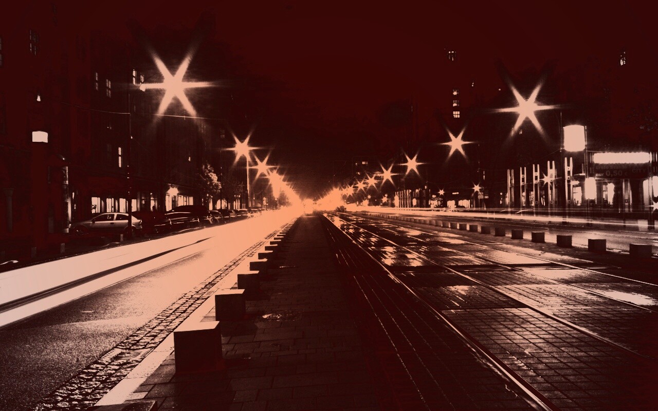 Мгновение на улице ночного города обои