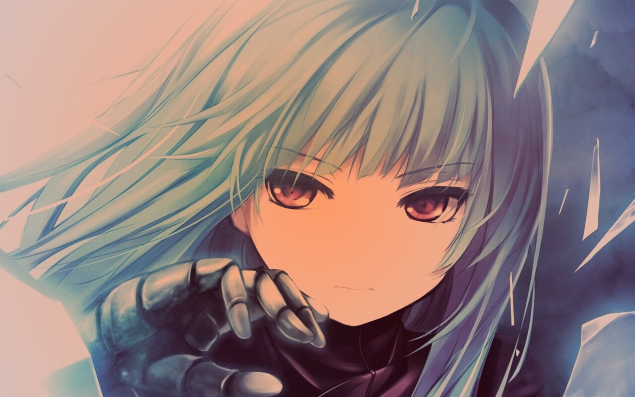 Аниме девушка с голубыми волосами обои