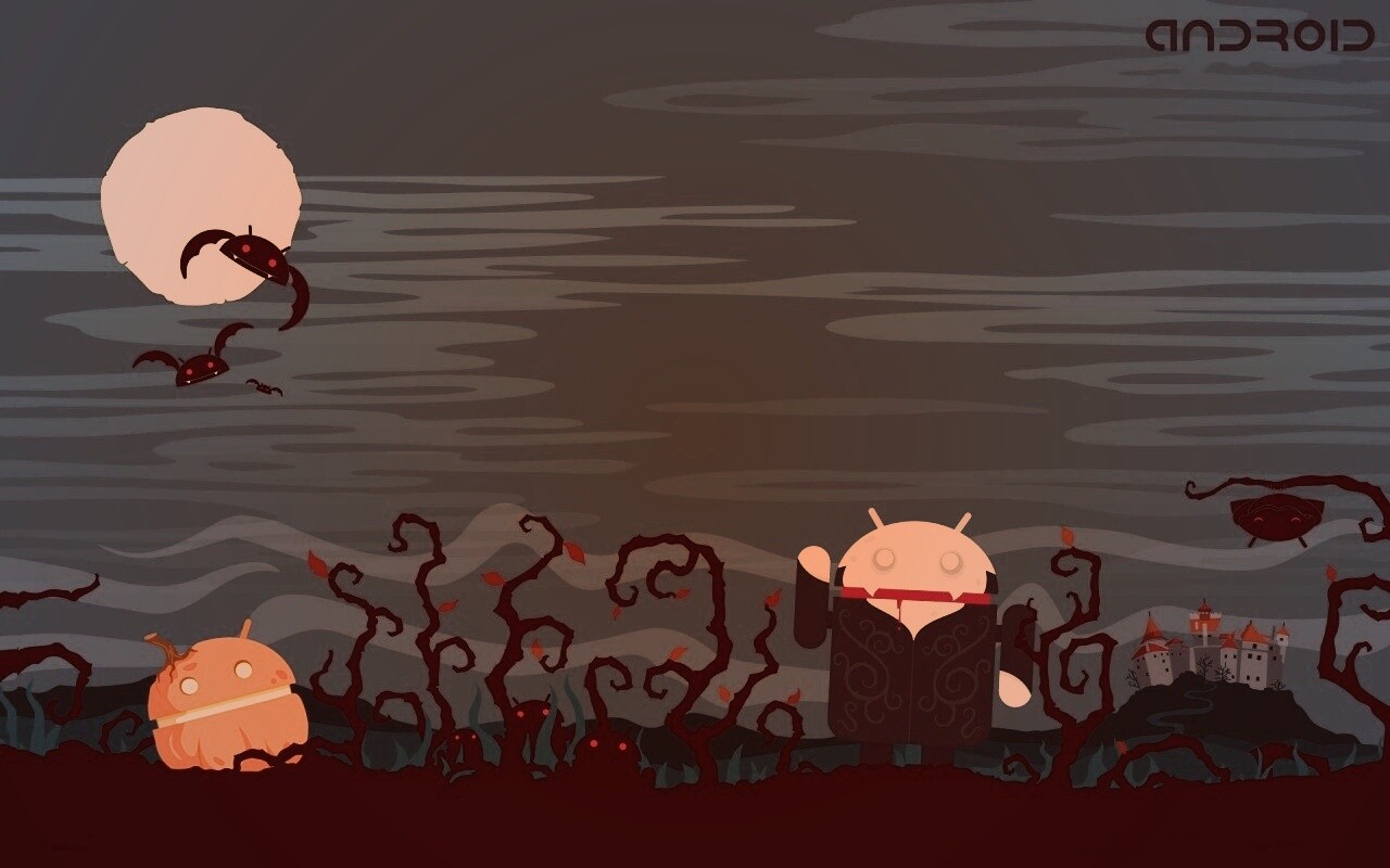 Хэллоуин в стиле Google Android обои