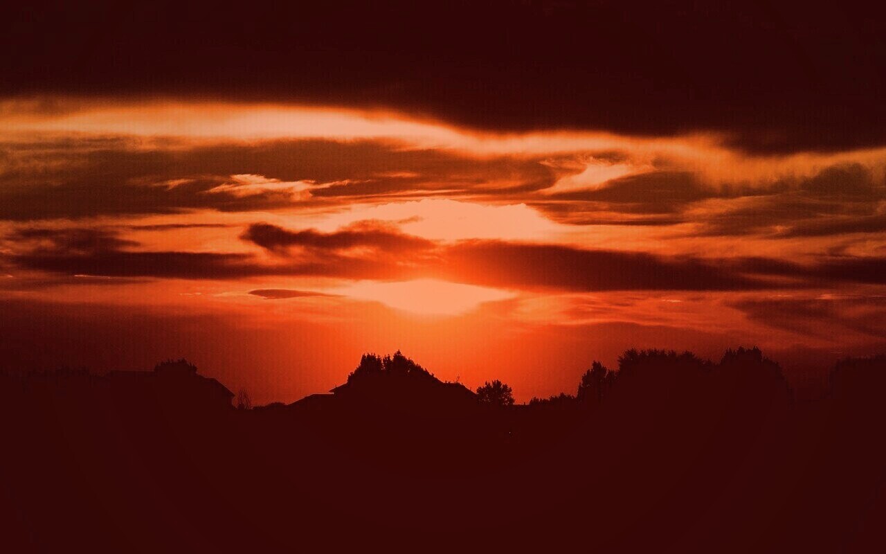 Оранжевый закат обои