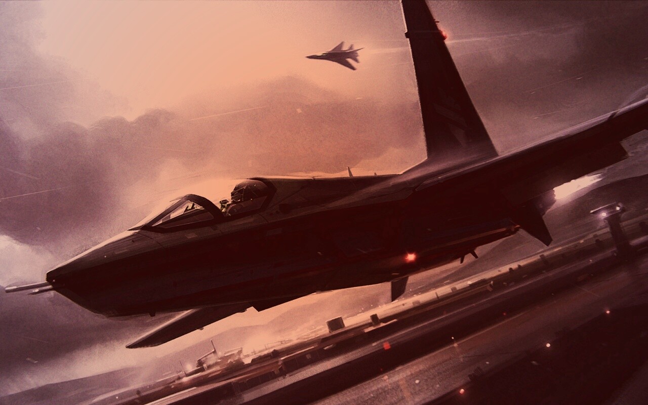 Истребитель на взлете обои
