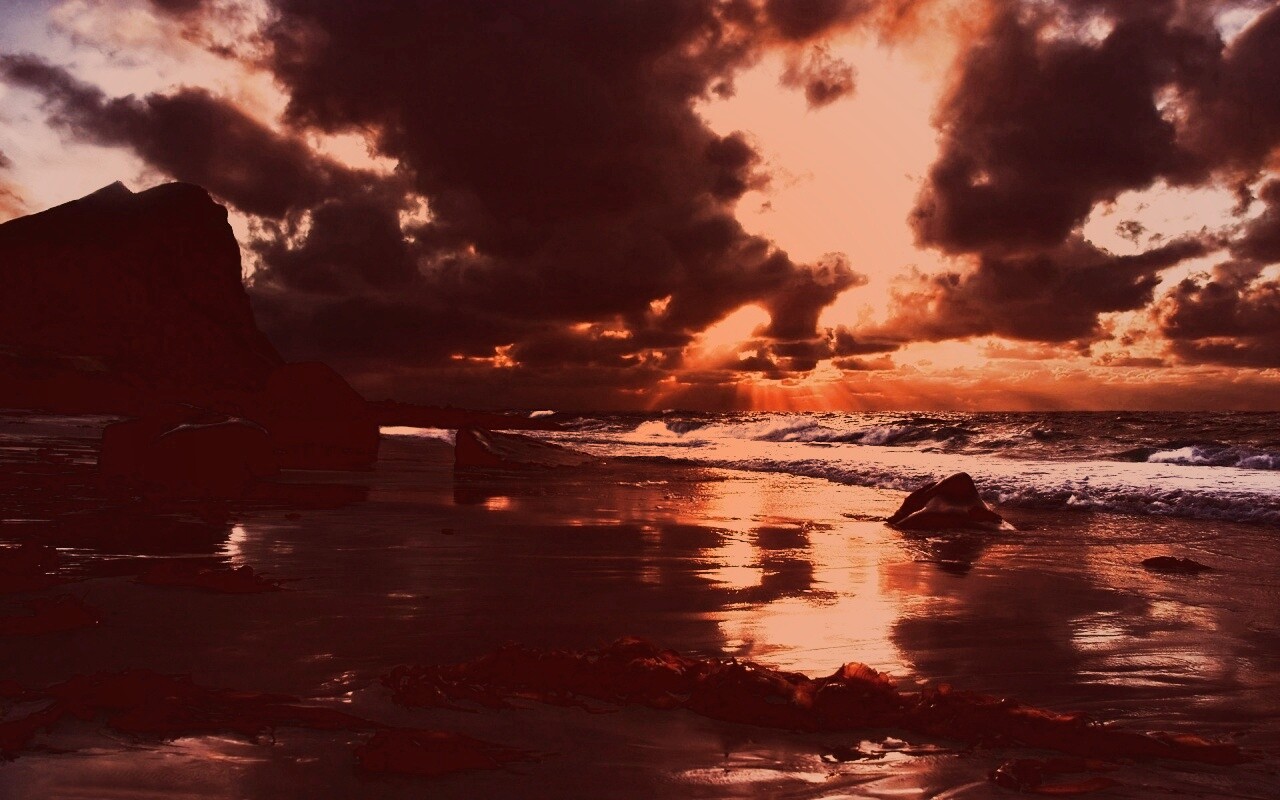 Океанский берег на закате обои