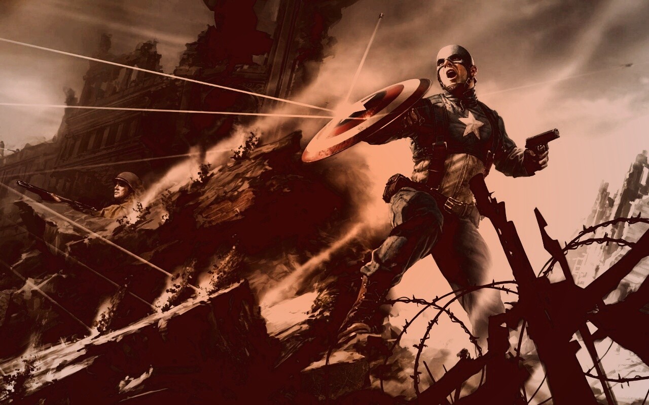 Капитан Америка на баррикадах обои