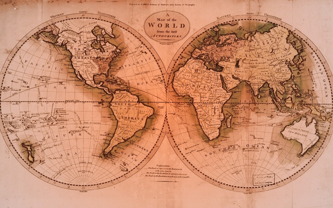 Старинная карта мира обои