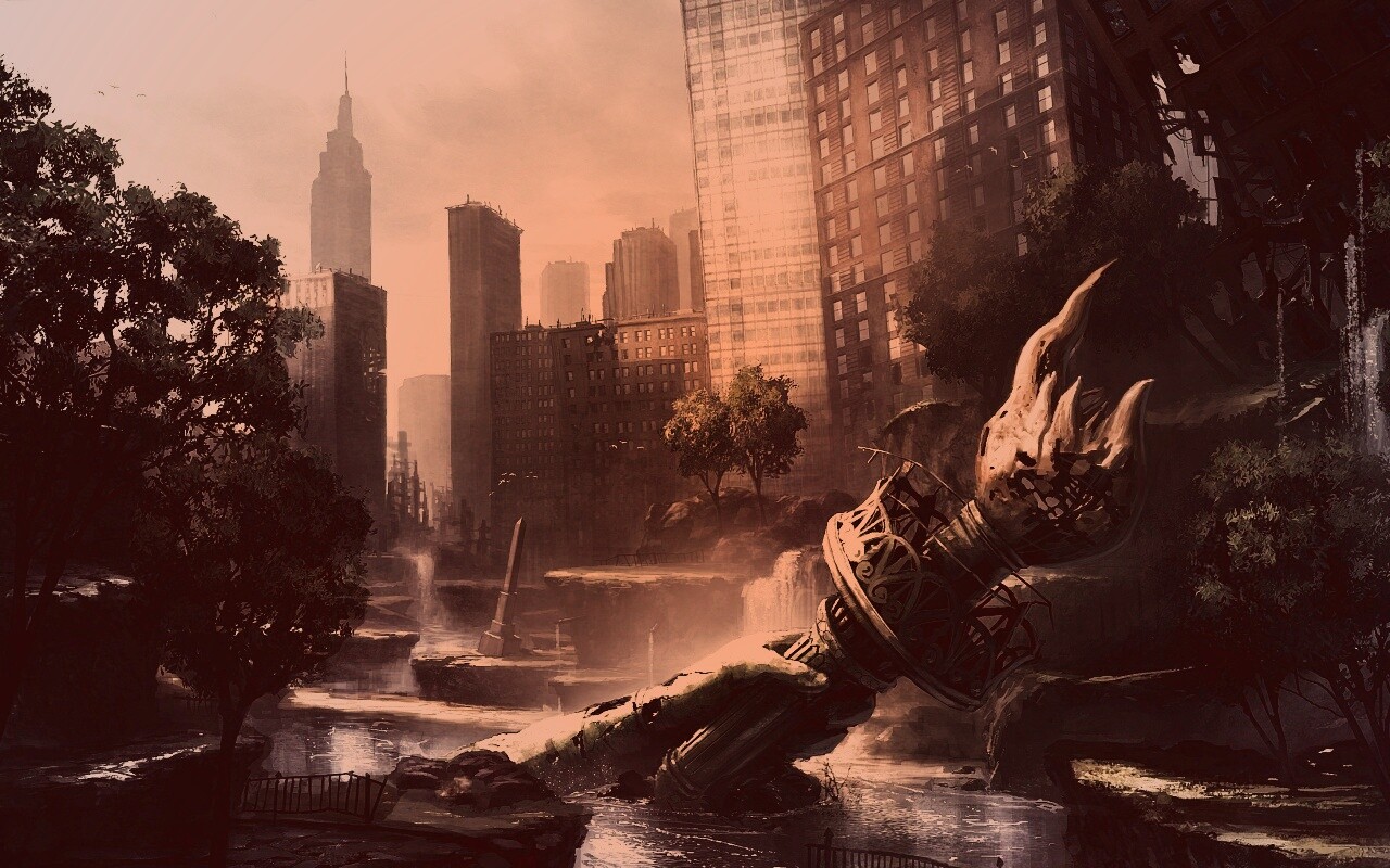 Руины статуи свободы обои