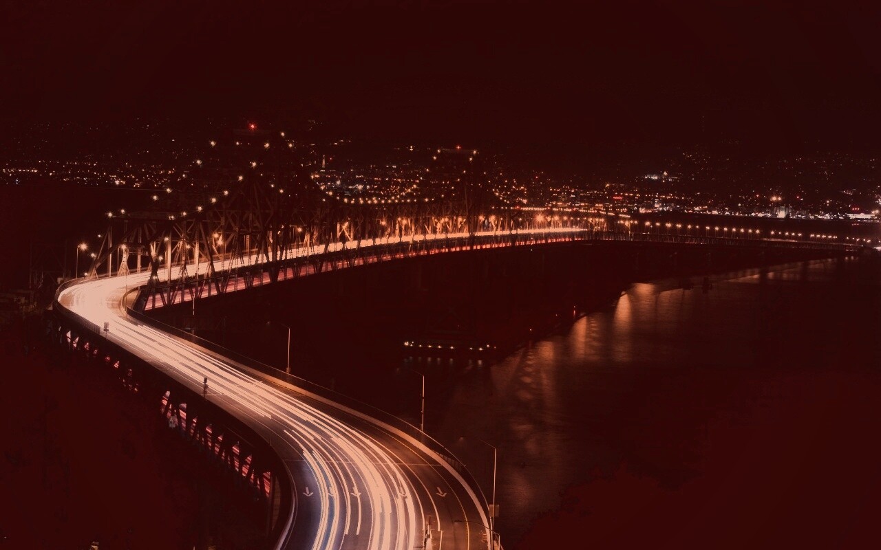 Вид на мост ночью обои