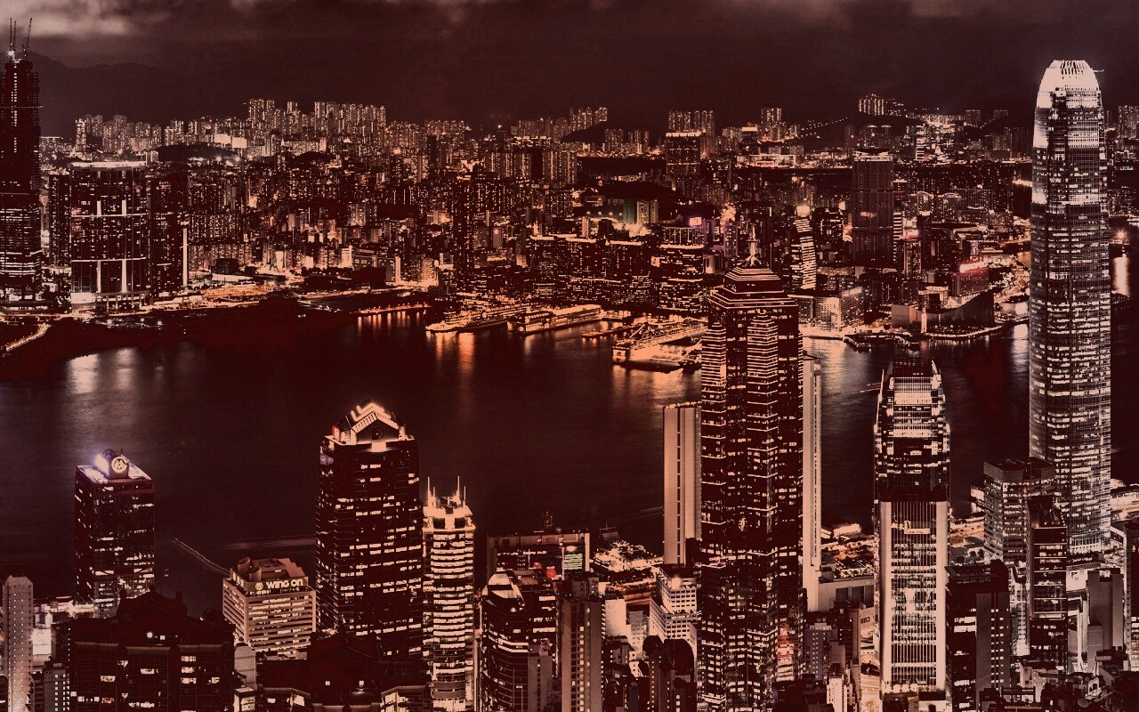 Небоскребы ночью обои