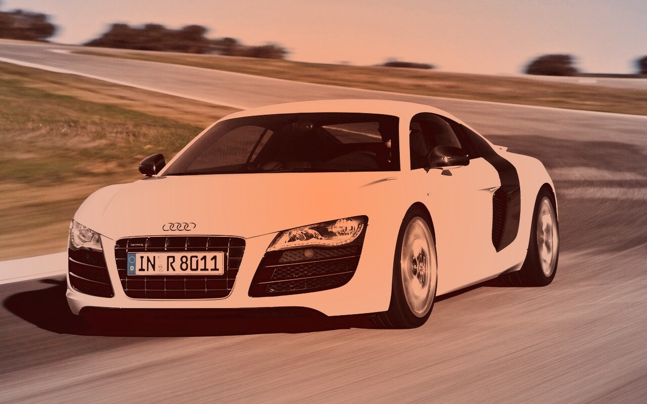 Белый Audi на повороте обои
